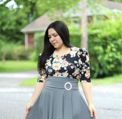 Floral Black Top