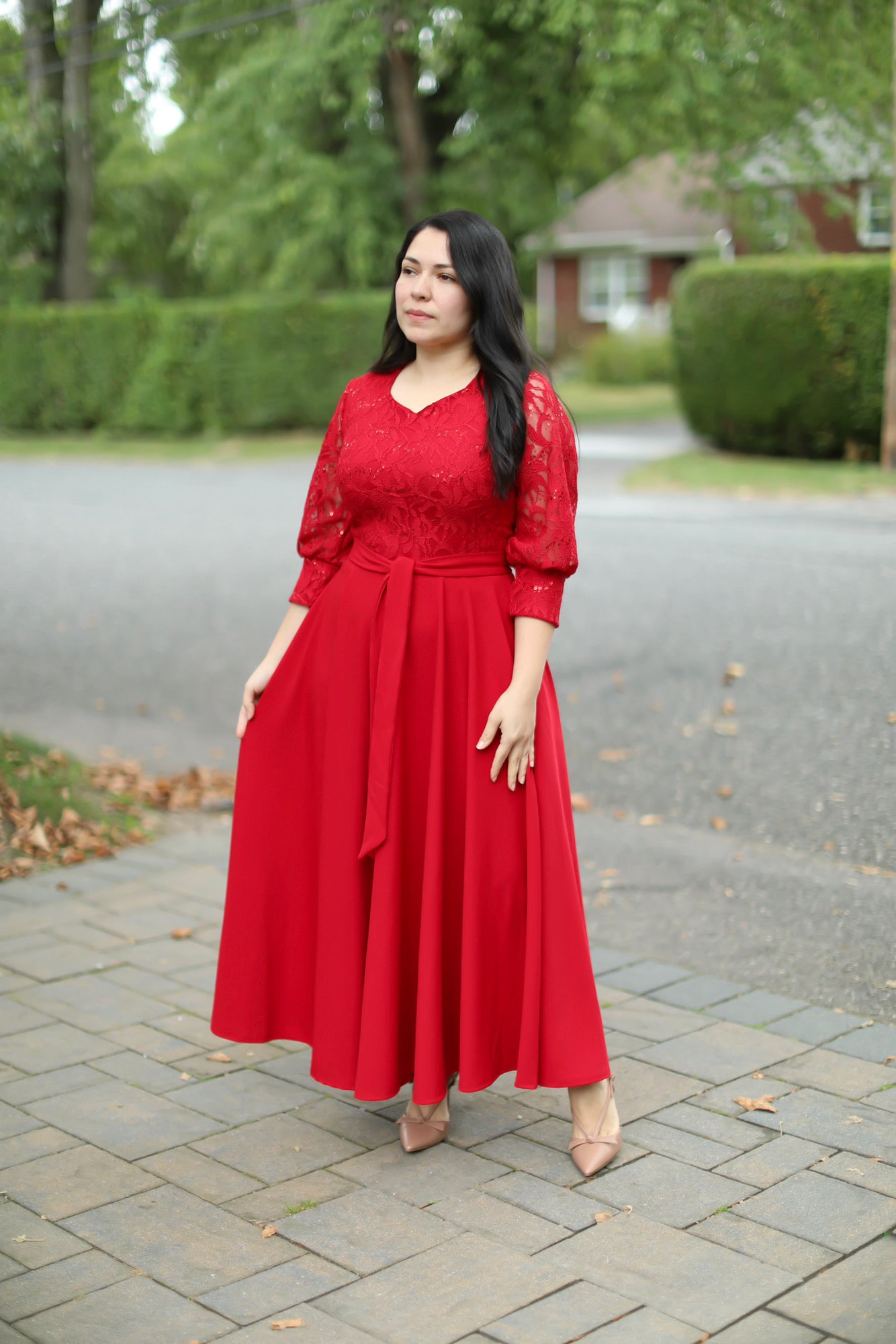 Red Sequins Maxi Dress