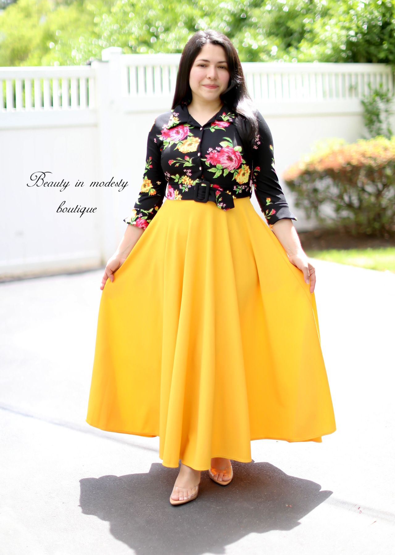 Edelma Black Floral / Mustard Maxi Dress