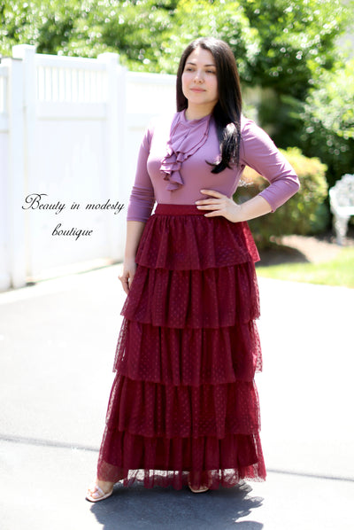 Princess Burgundy Maxi Skirt