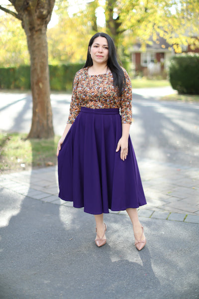 Patricia Floral Purple Midi Dress