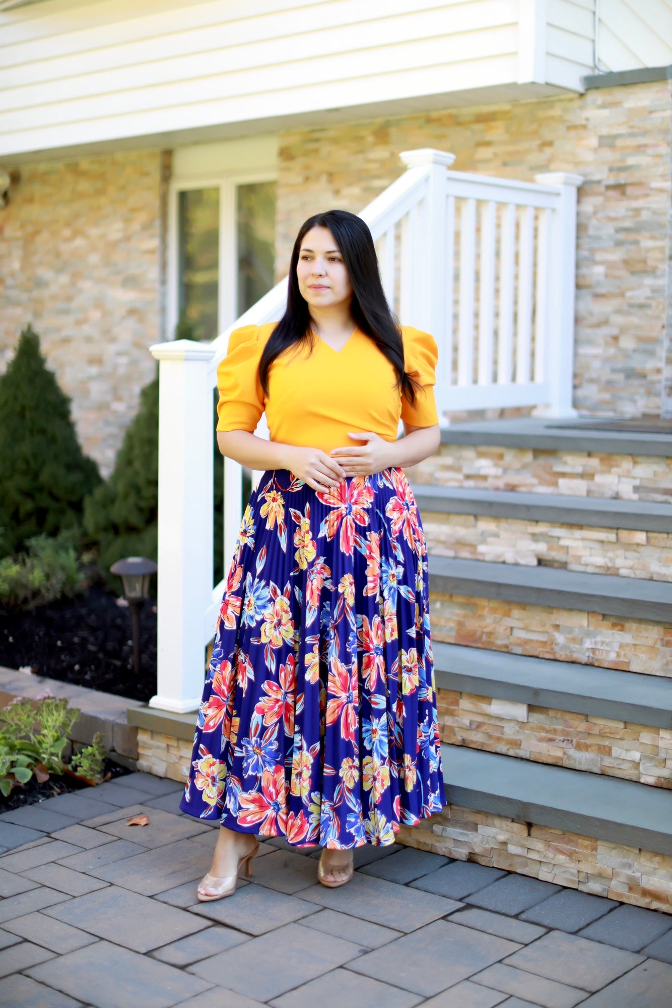 Mustard Celeste Pleated Maxi Dress