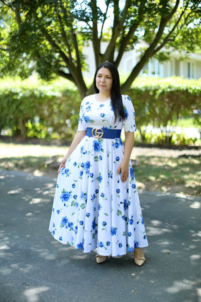 Catalina Blue Roses Maxi Dress