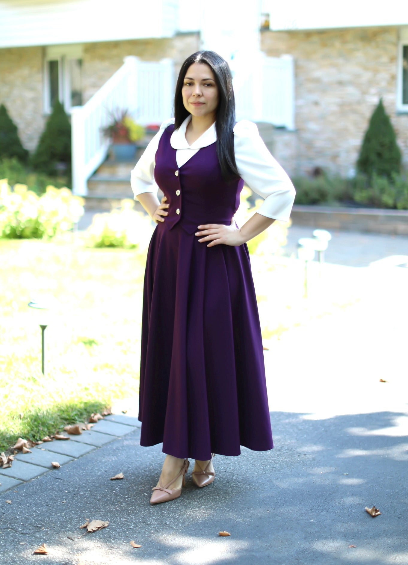 Purple White Overall Maxi Dress