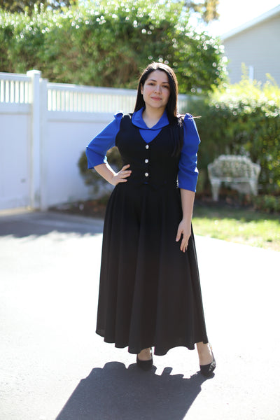 Blue Black Overall Maxi Dress