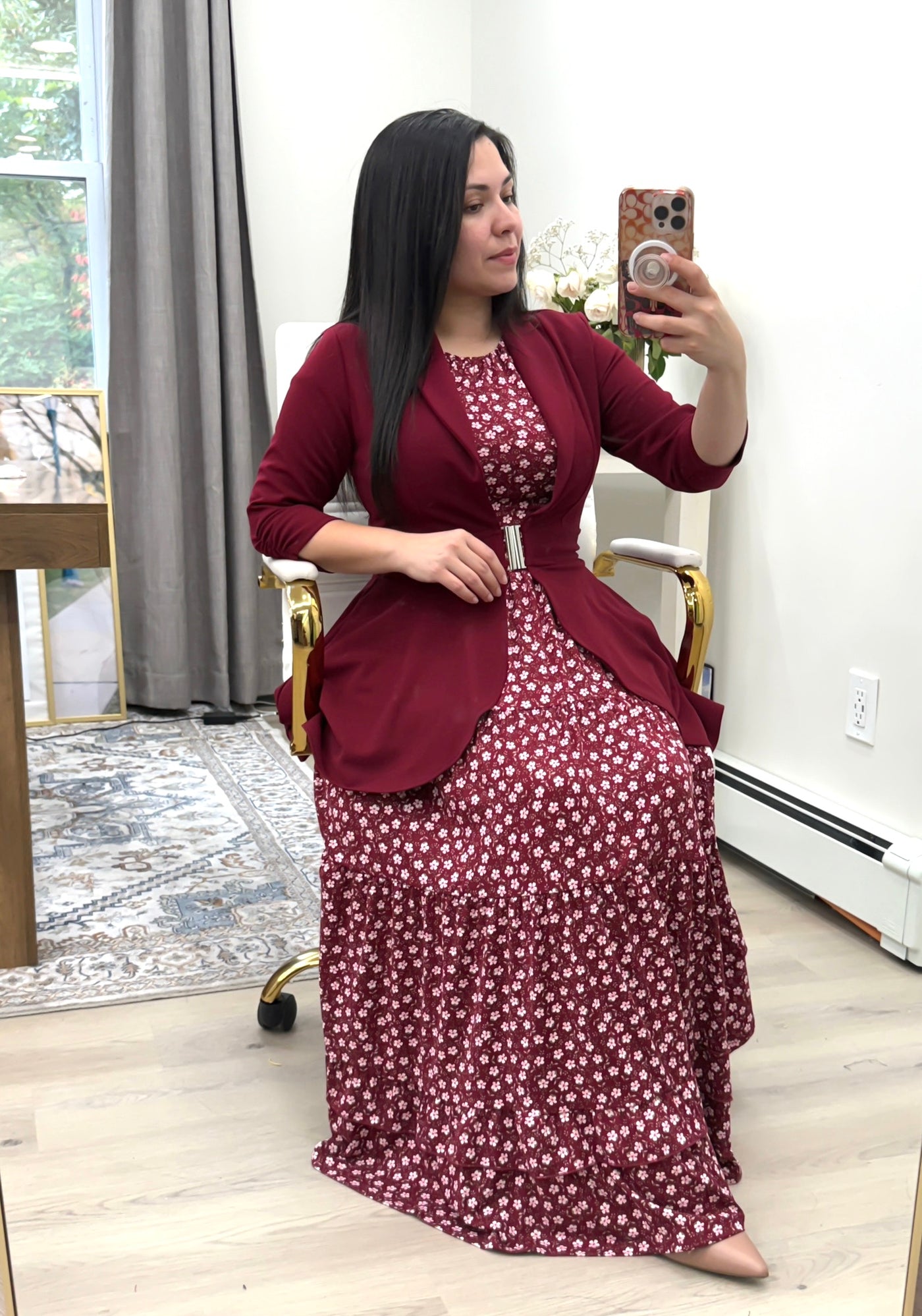 Burgundy High Low Blazer
