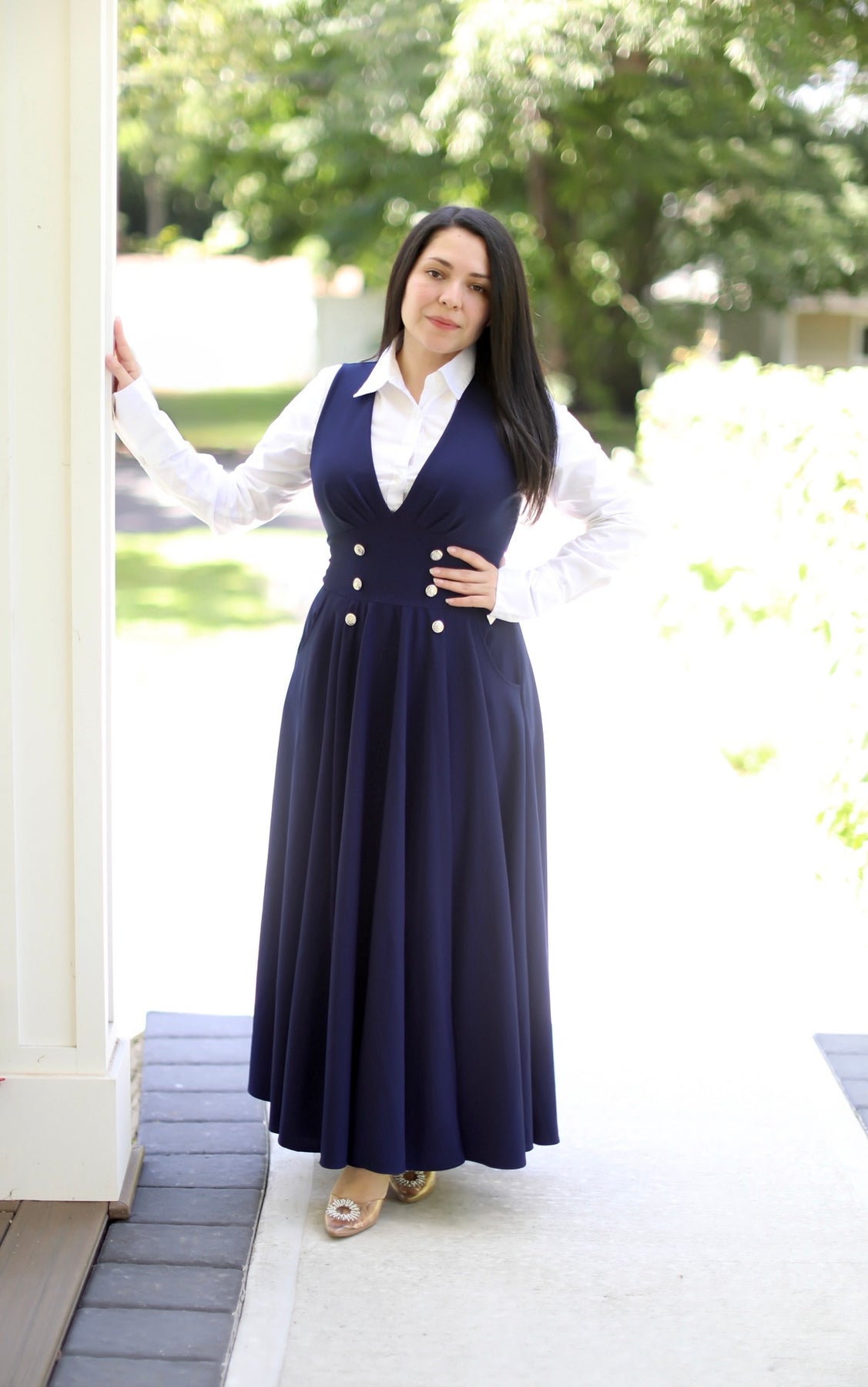 Navy Jumpers Overall Maxi Dress