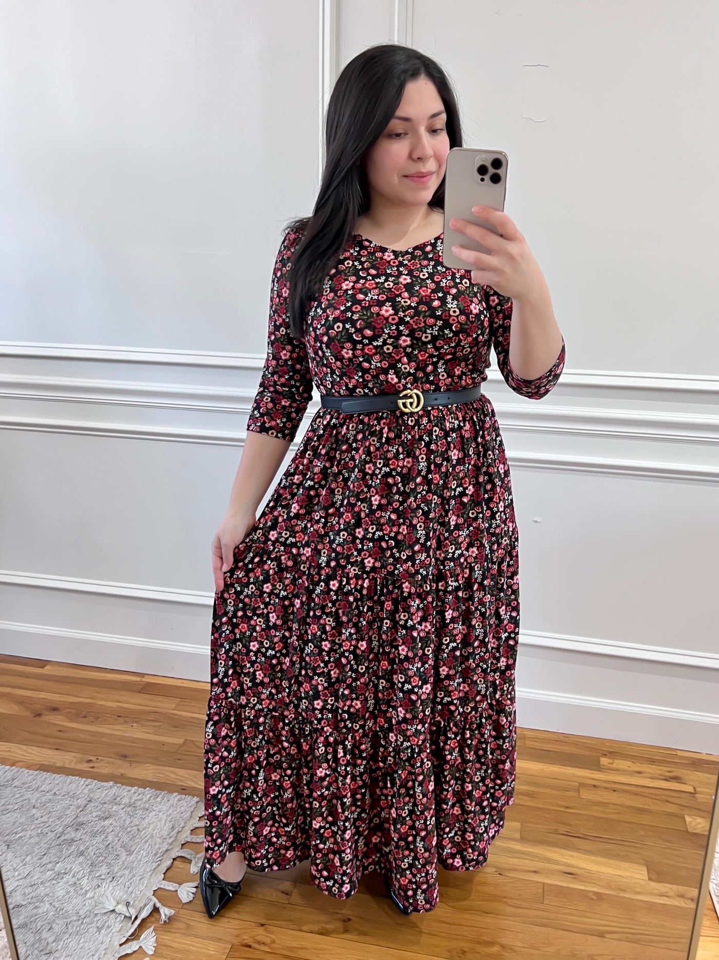 Soft BRed Floral Maxi Dress