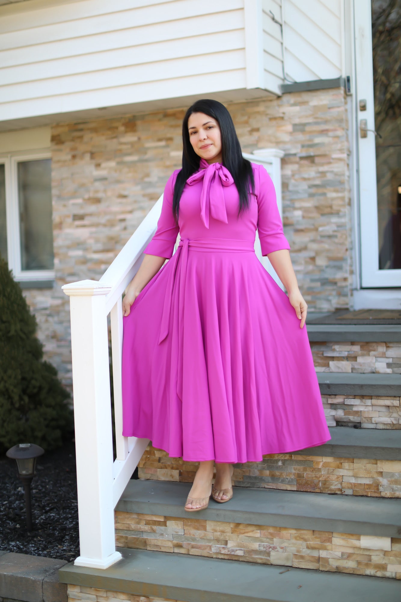 Abelina Fuscia Midi Dress