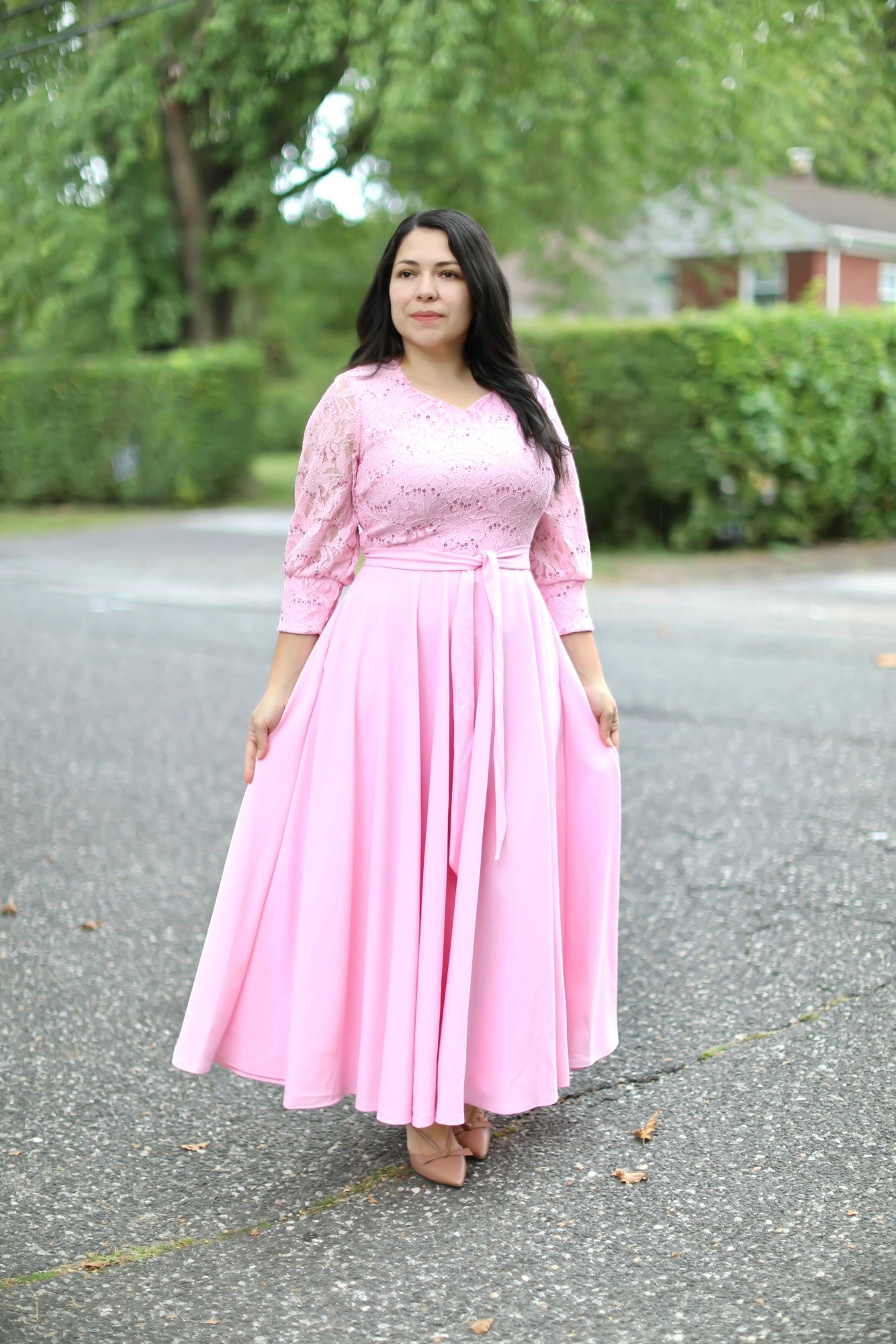 Pink Sequins Maxi Dress