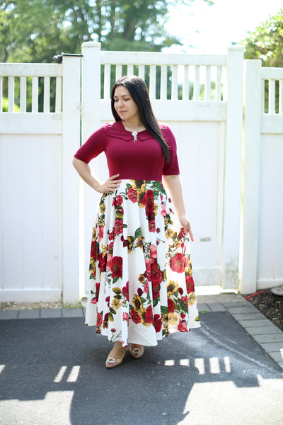 Emely Burgundy Floral Maxi Dress