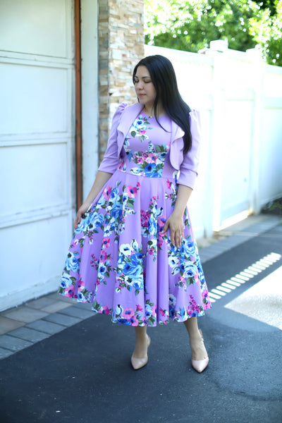 Lavender Floral Midi Dress