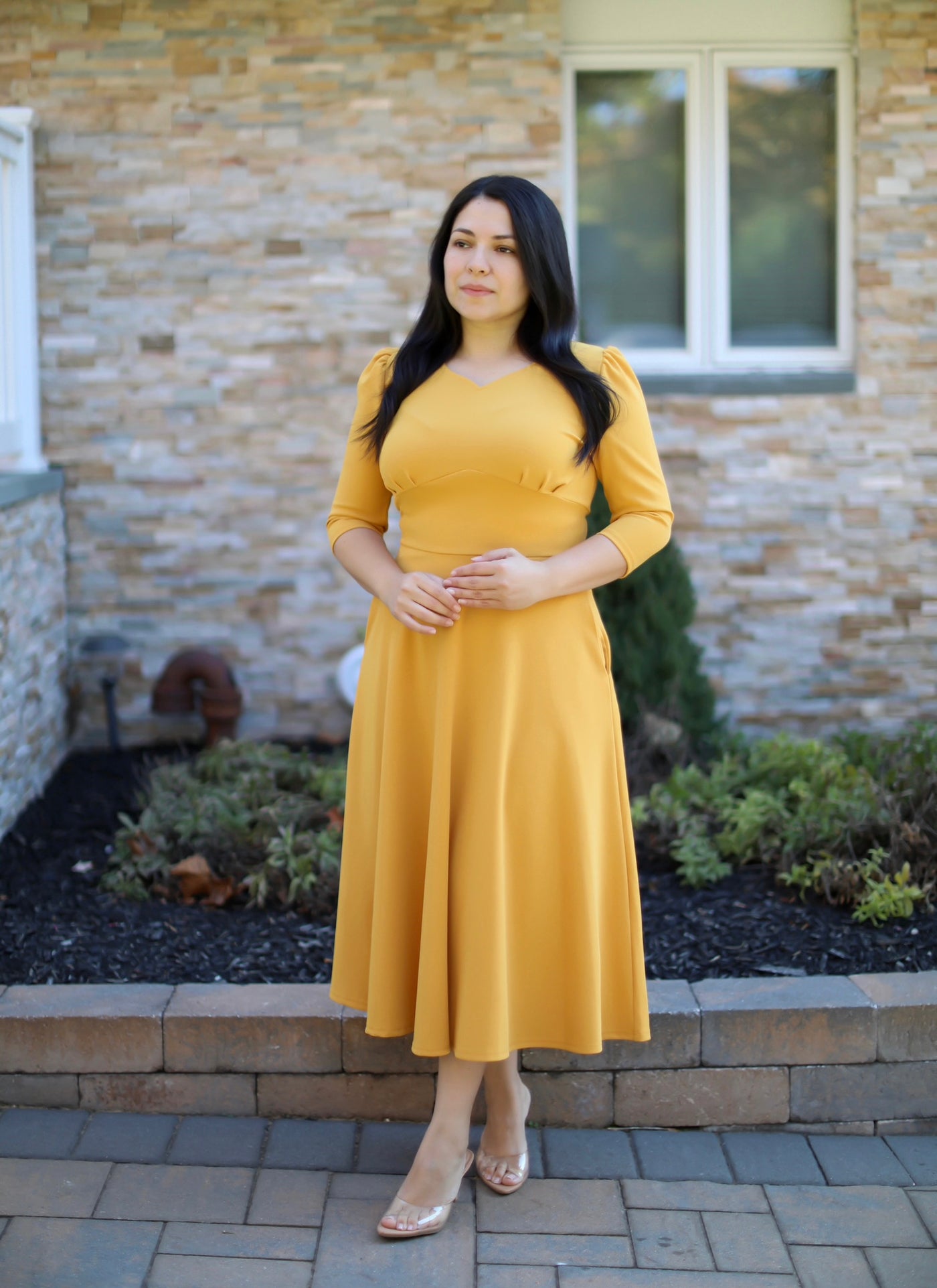 Emmi Mustard Midi Dress