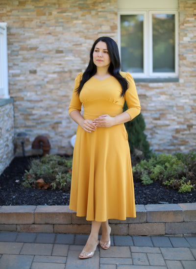 Emmi Mustard Midi Dress