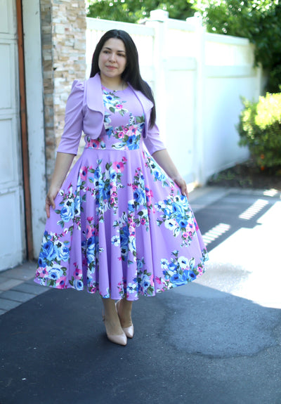 Lavender Floral Midi Dress