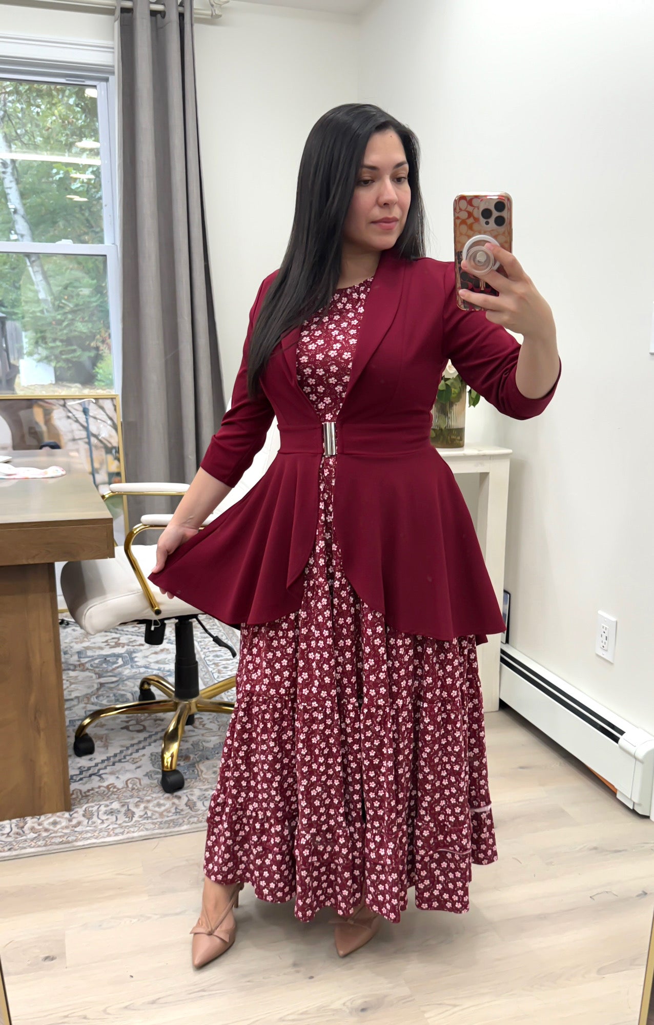 Burgundy High Low Blazer