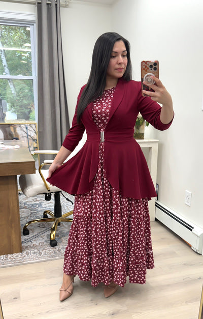 Burgundy High Low Blazer