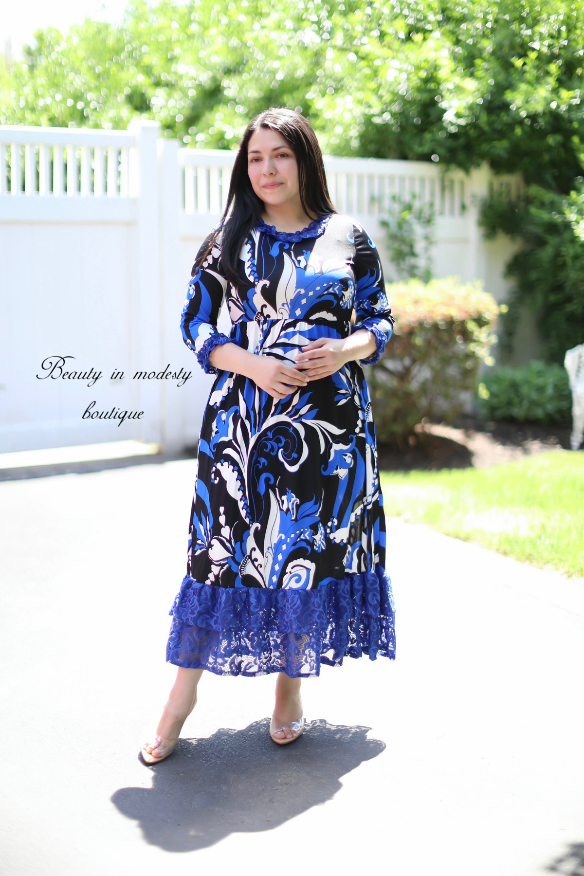 Royalty Lace Blue Midi Dress