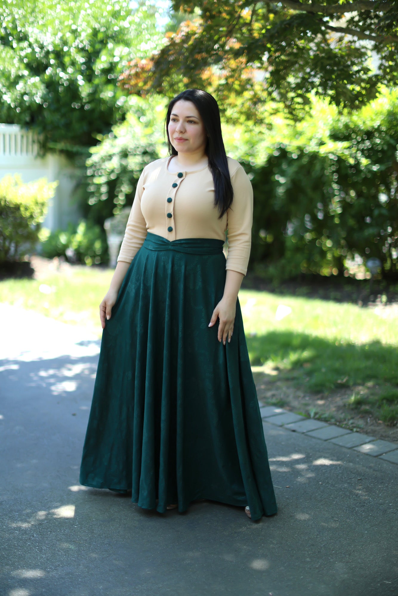 Claudia Beige / Hunter Buttons Maxi Dress