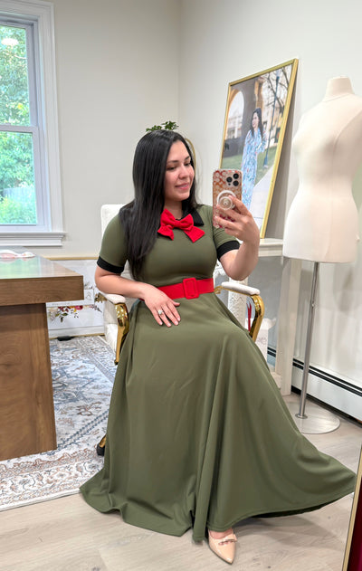 Belted Saylor Olive Maxi Dress