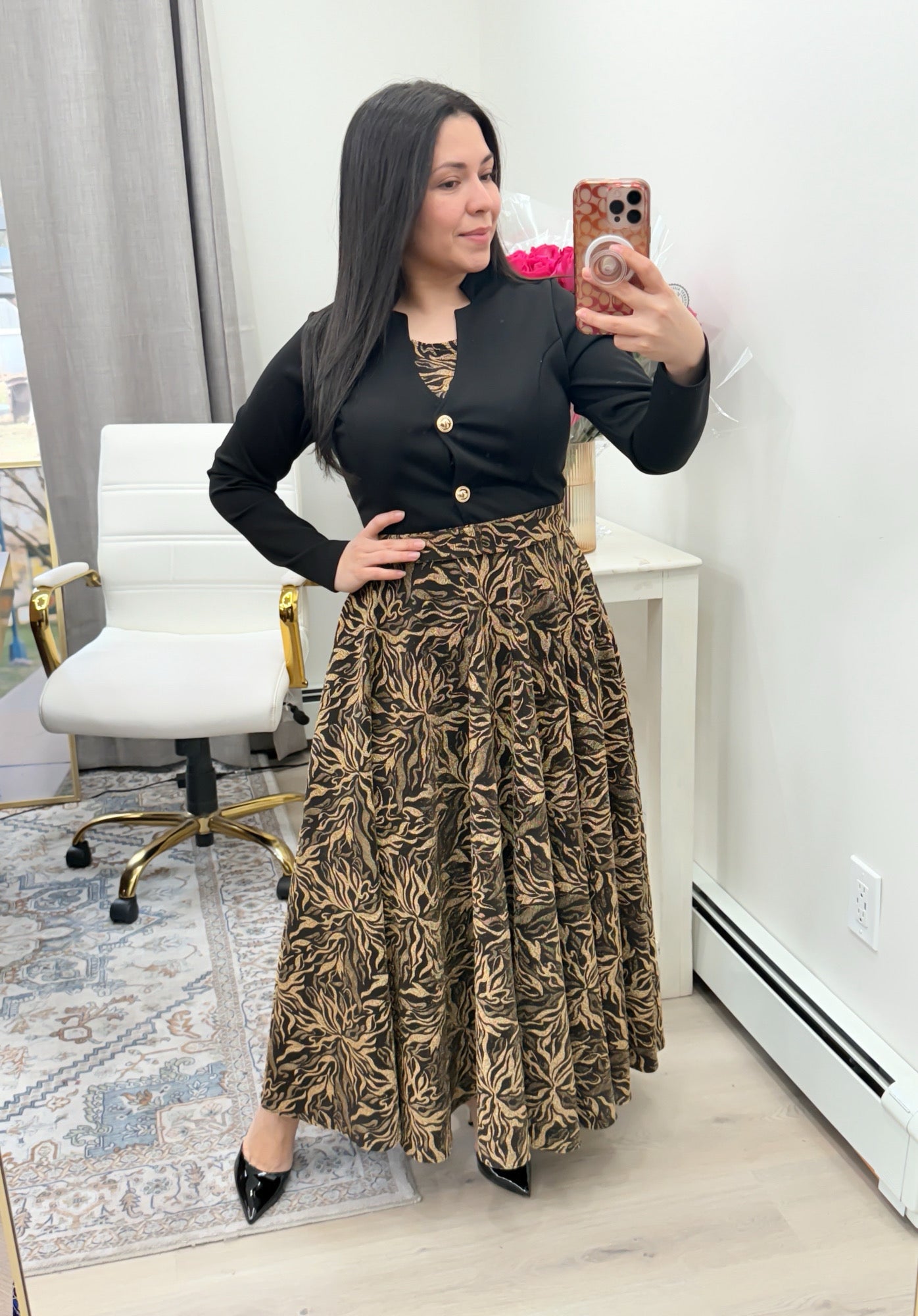 Gold Black Maxi Dress