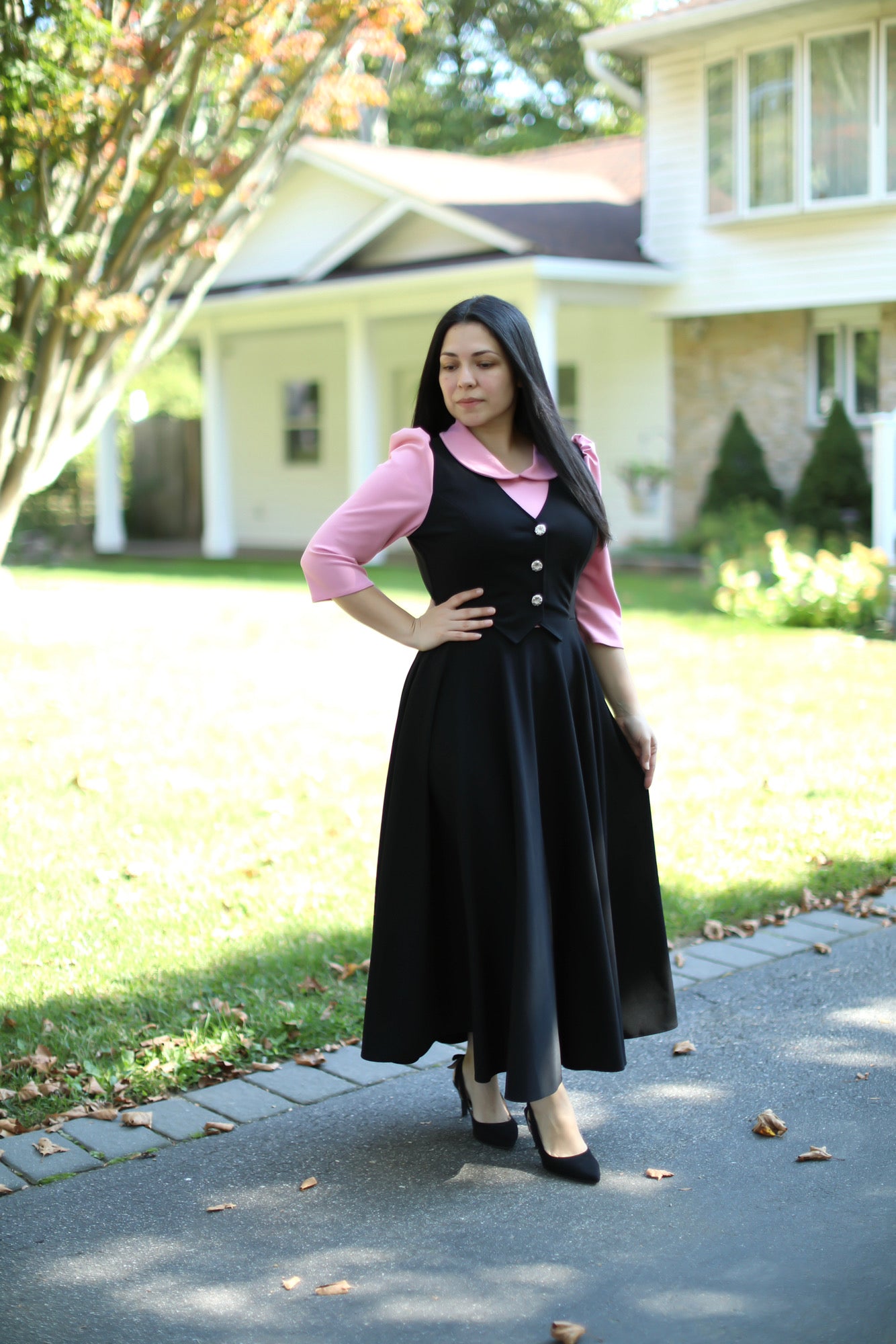 Rosa Palo Black Overall Maxi Dress