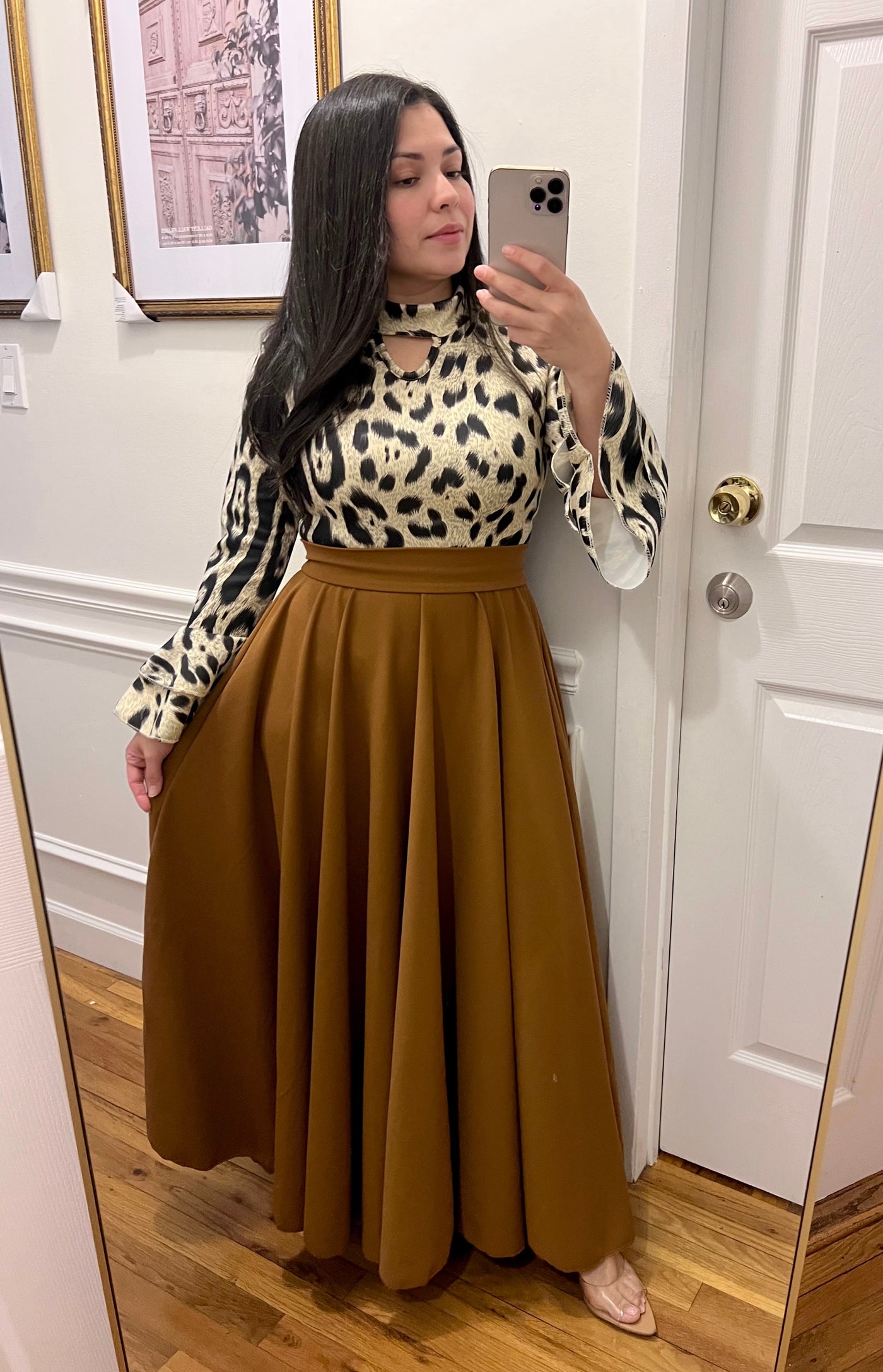 Animal Print Brown Maxi Dress