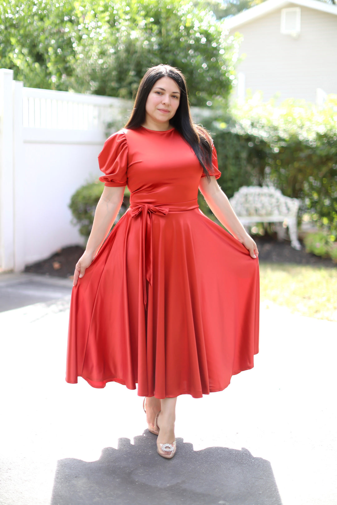 satin rust midi dress Rust Satin Midi Dress – Beauty In Modesty Boutique