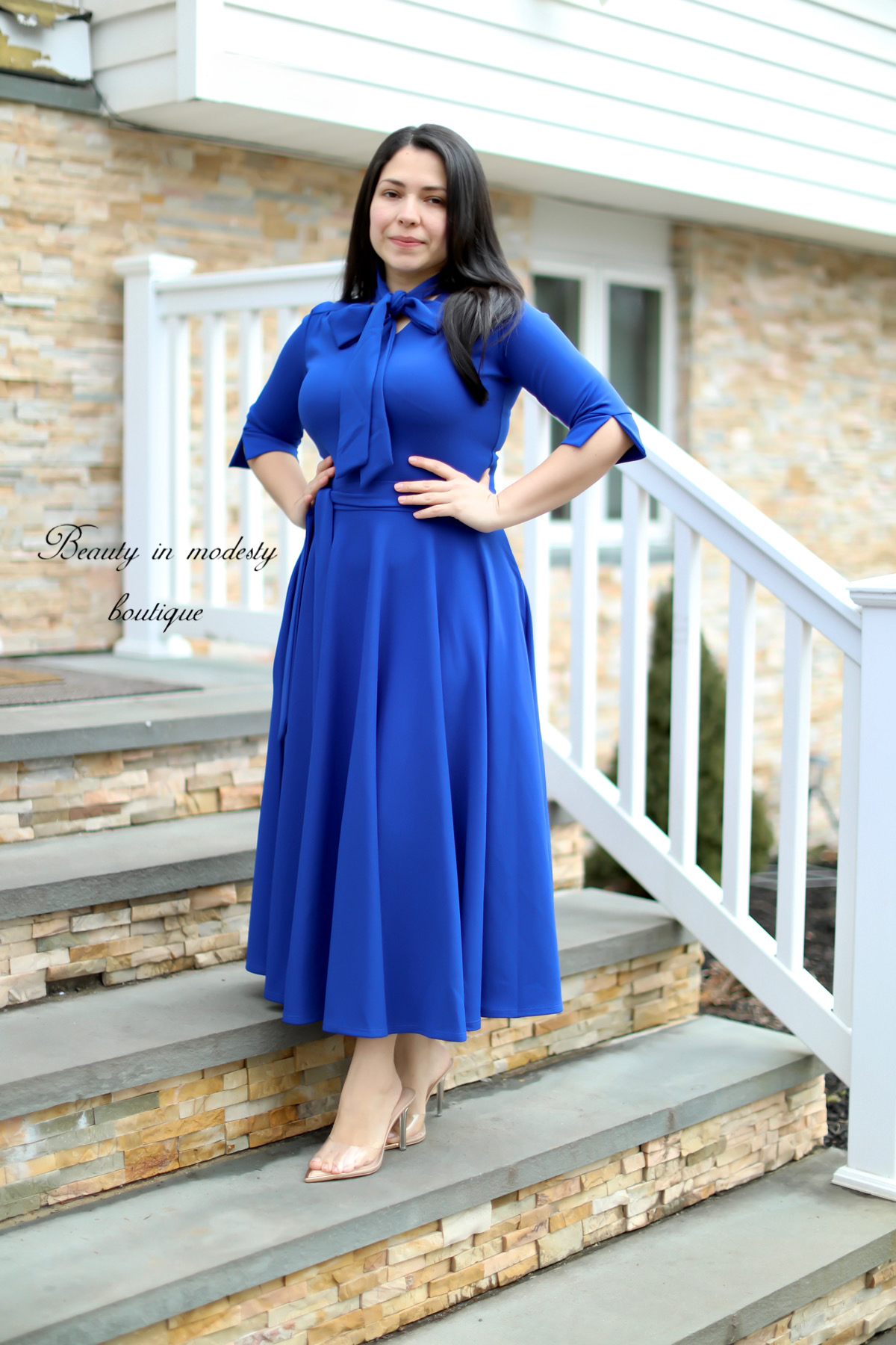 Abelina Royal Blue Midi Dress