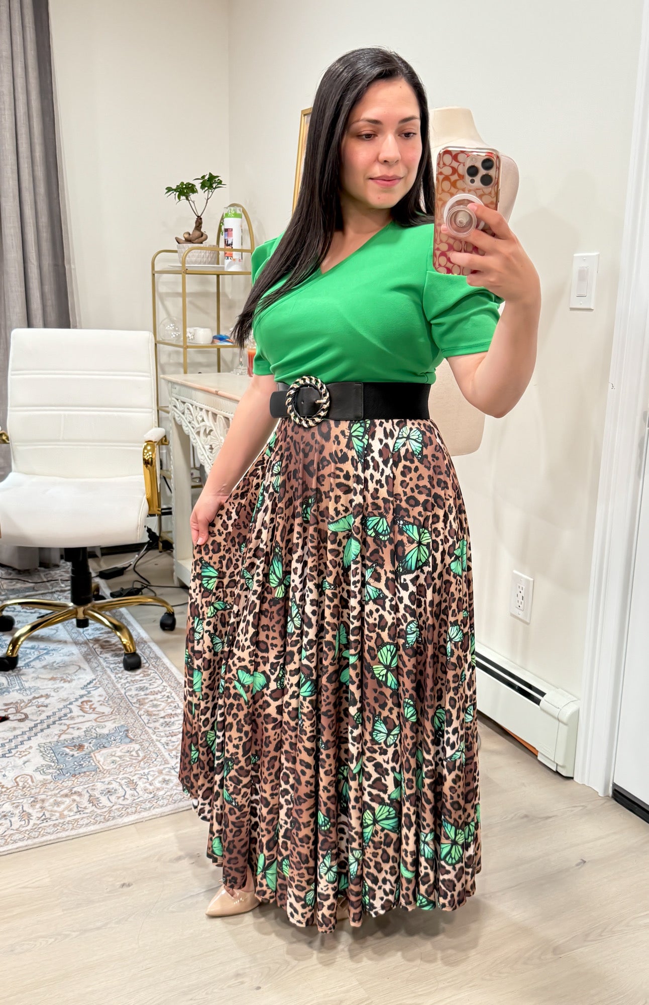 Green Butterflies Maxi Dress