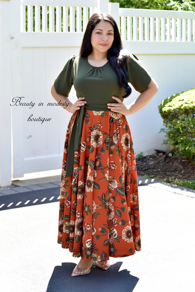 Cataleya Green/Orange Maxi Dress