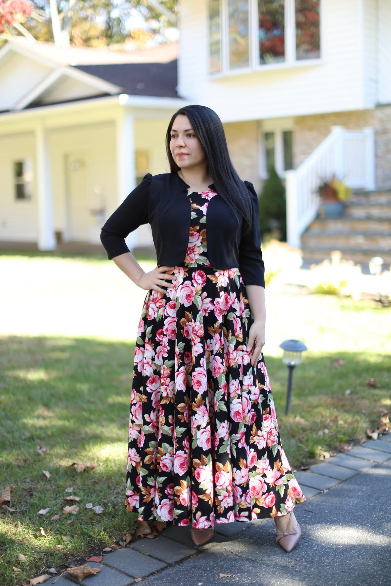 Kendra Black Floral Maxi Dress