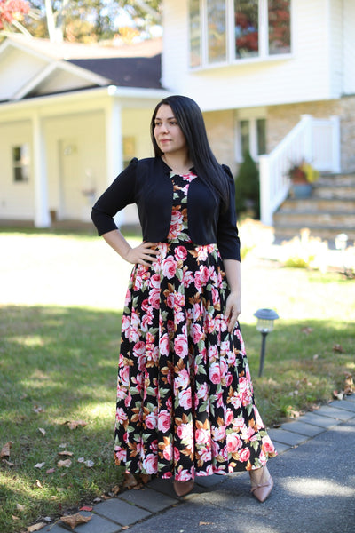 Kendra Black Floral Maxi Dress