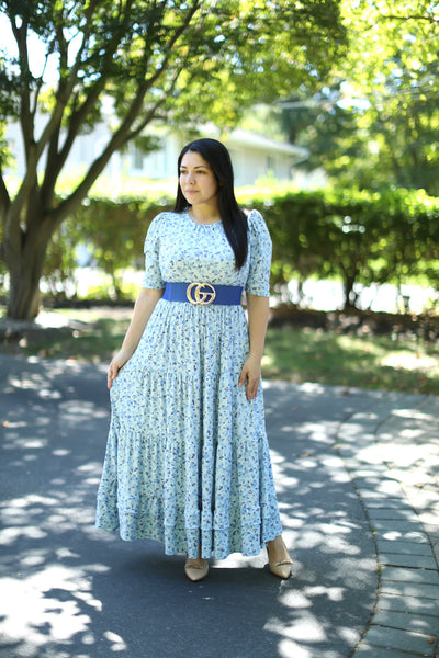 Blue Floral Maxi Dress