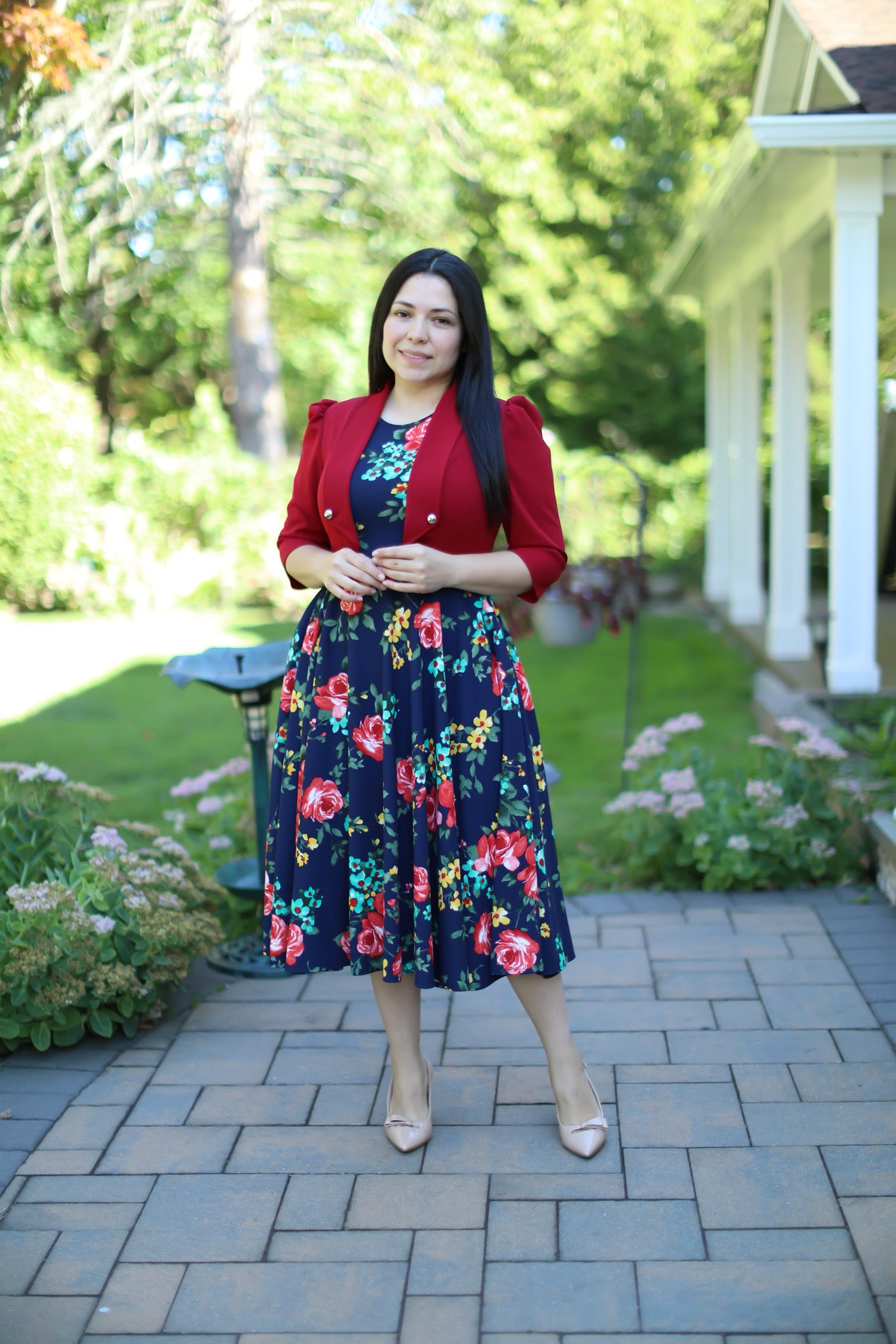 Red Blazer Midi Dress