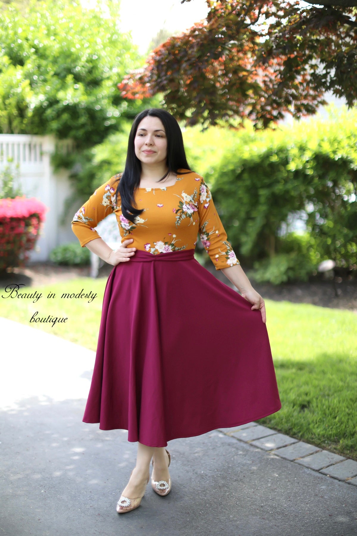 Patricia Mustard / Burgundy Midi Dress