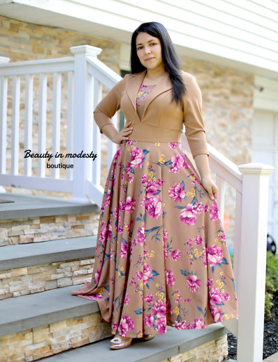 Carmen Khaky Floral Maxi Dress