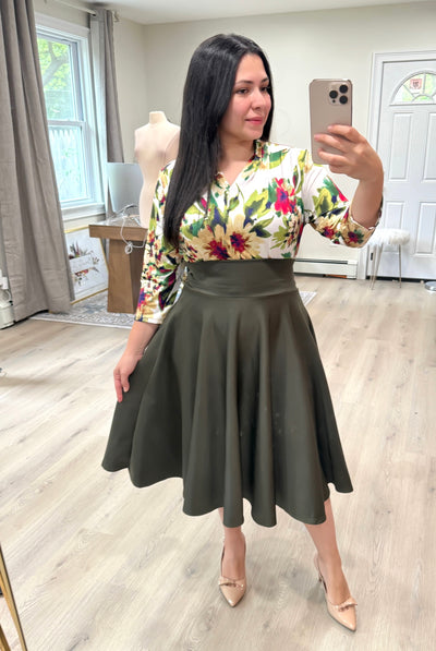 Olive Green Midi Skirt
