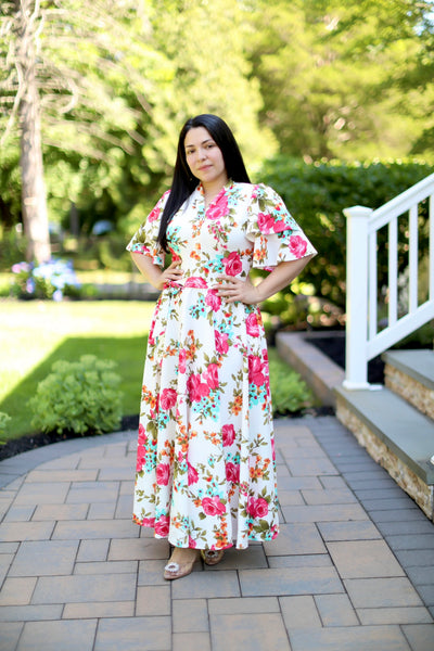 Ivory Floral Maxi Dress