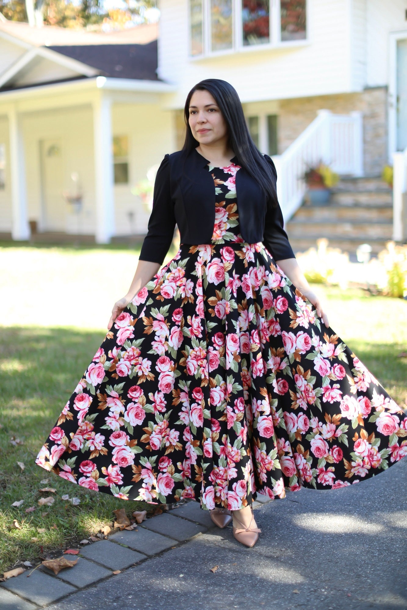 Kendra Black Floral Maxi Dress