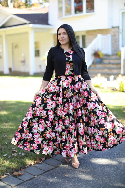 Kendra Black Floral Maxi Dress