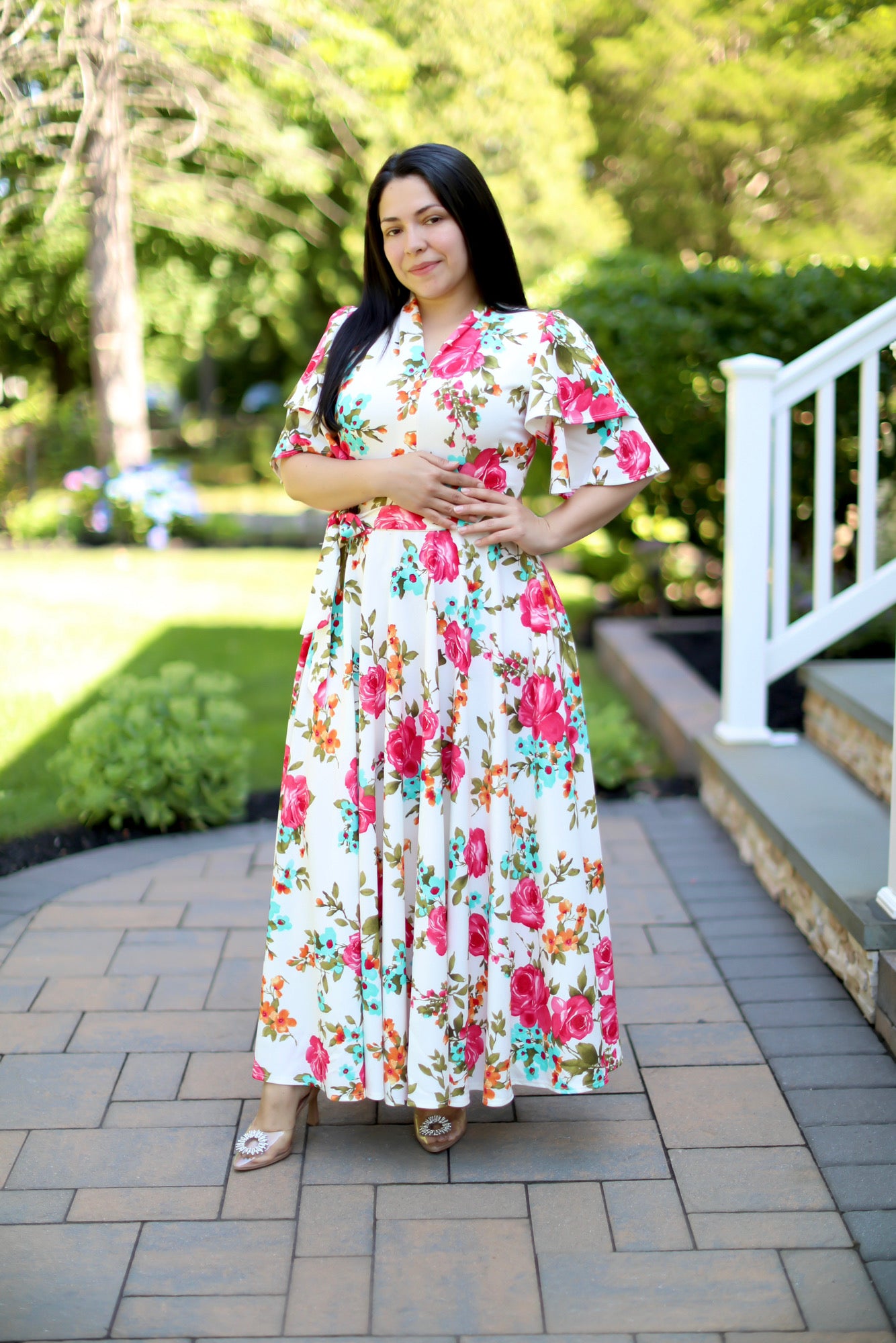 Ivory Floral Maxi Dress