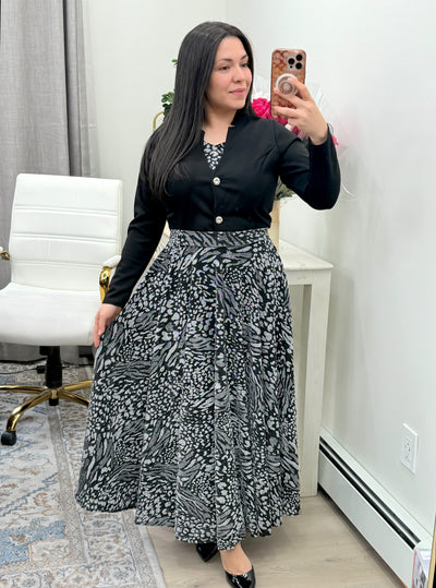 Silver Black Maxi Dress