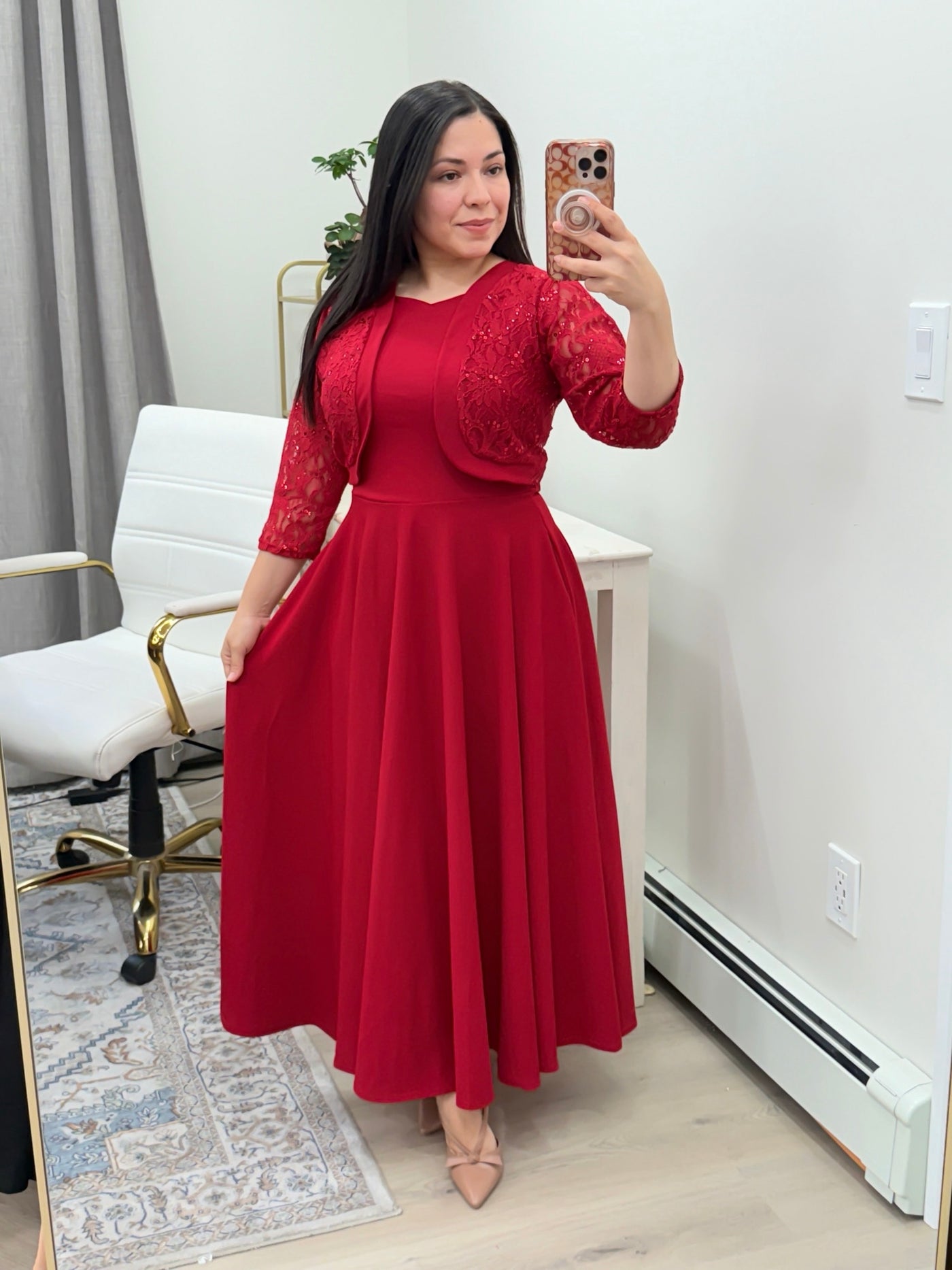 Red Lace Maxi Dress