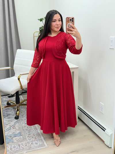 Red Lace Maxi Dress