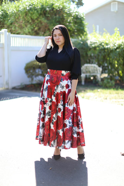 Black Red Roses Maxi Dress