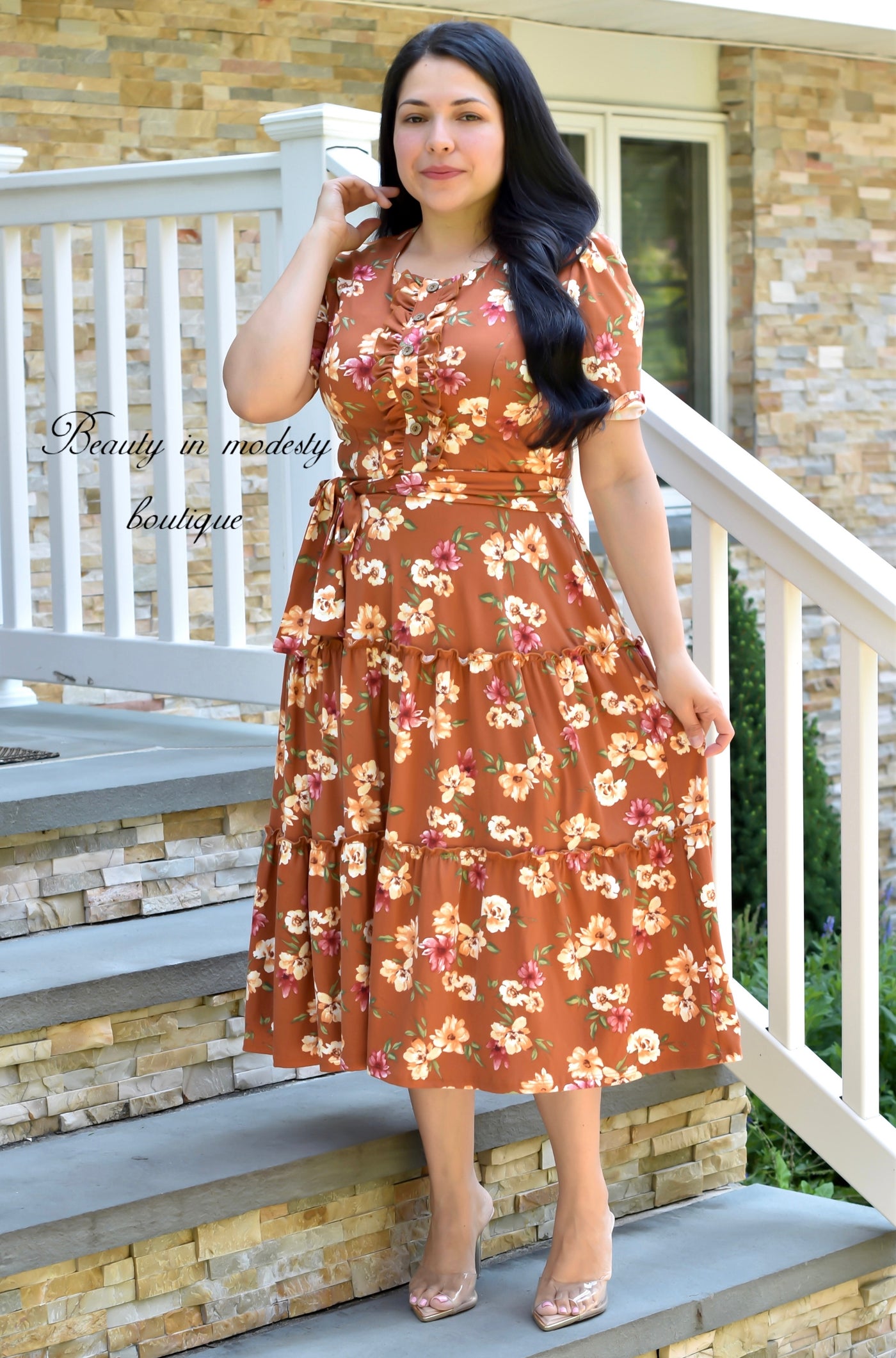 Esperanza Brown Midi Dress