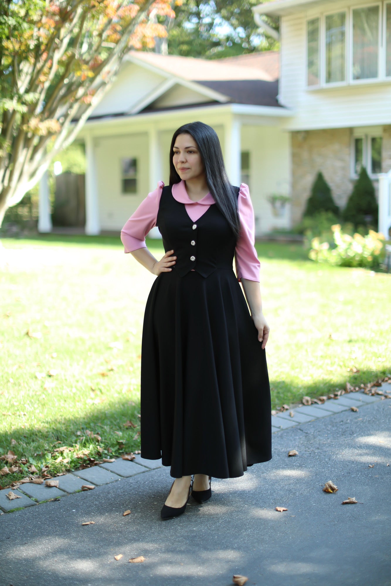 Rosa Palo Black Overall Maxi Dress