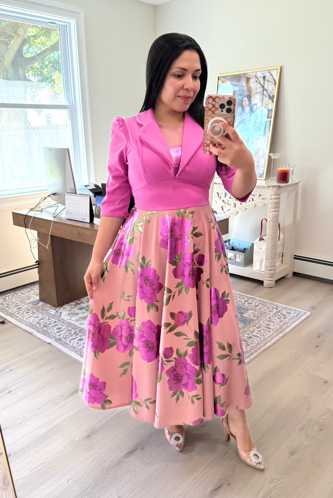 Pink Metallic Maxi Dress