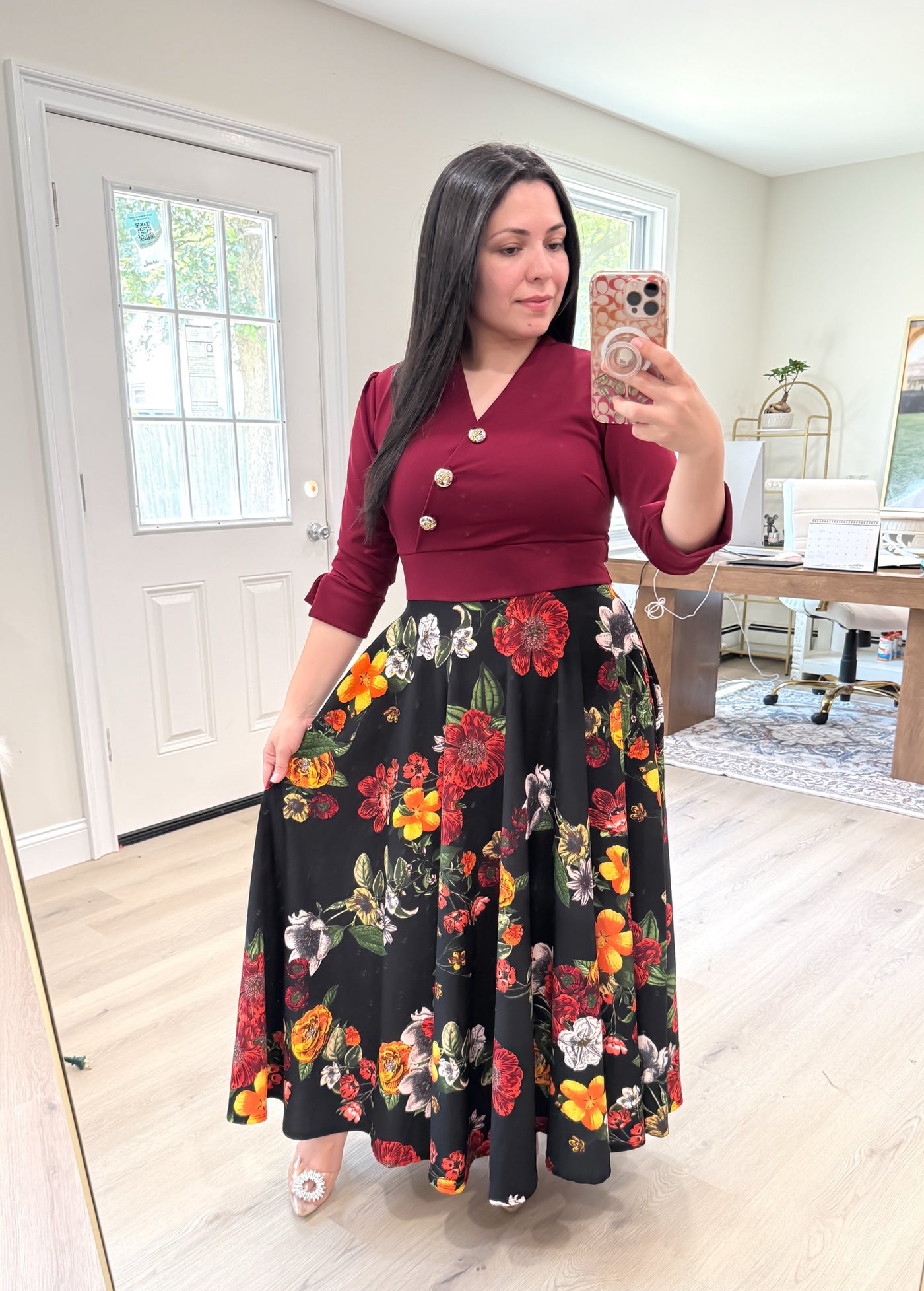 Elaine Burgundy Maxi Dress
